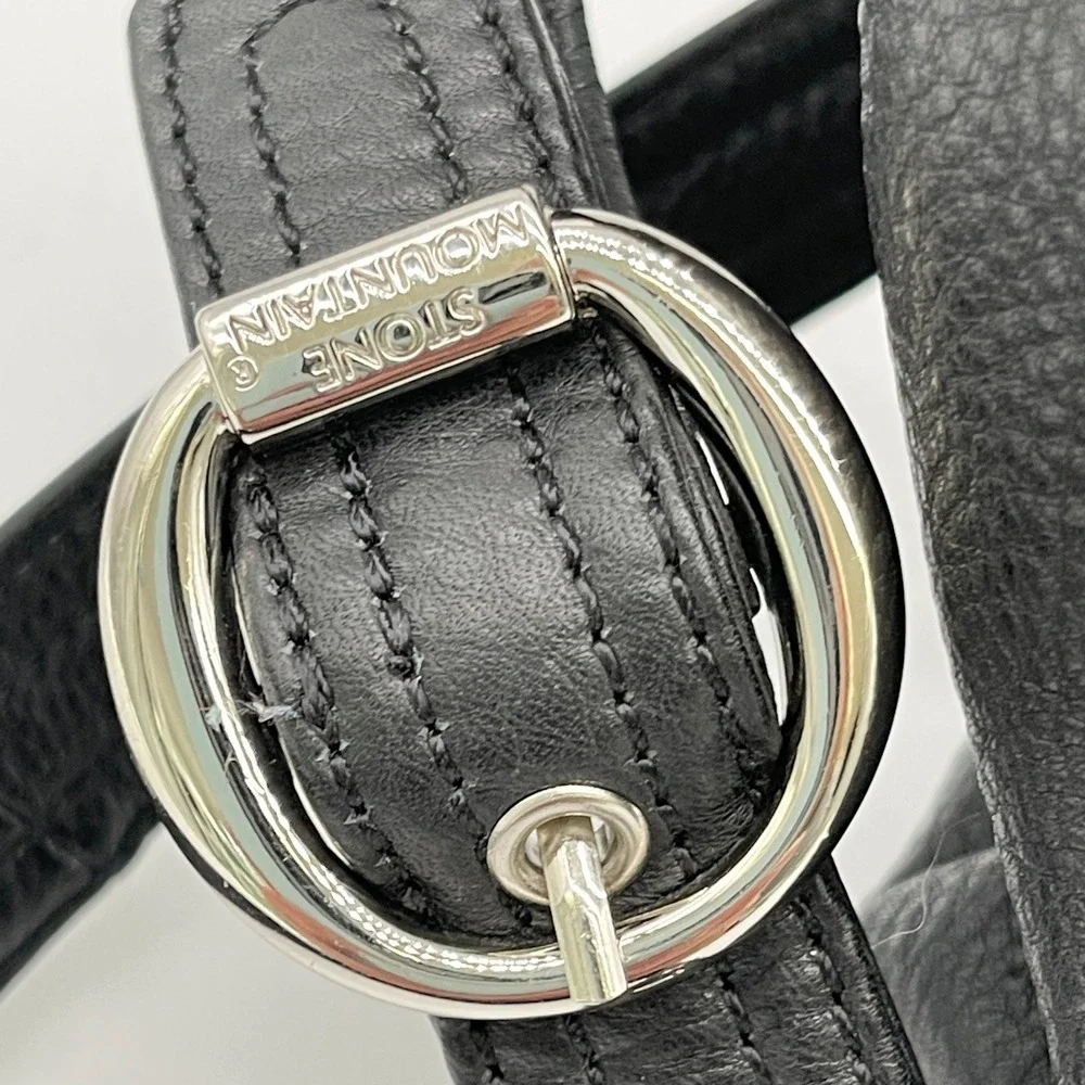Stone Mountain Crossbody Bag Black Leather Multi Pocket Minimal Timeless Urban
